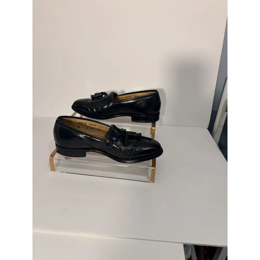 Johnston & Murphy Optima Black Wing Tips Kitties Tassle Loafer 8.5